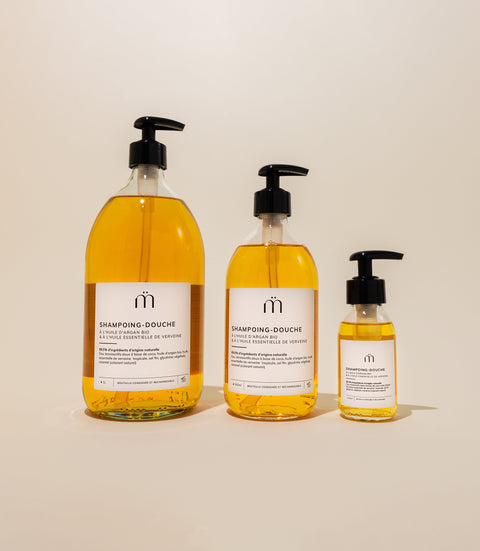 KIT- Shampoing douche à l'huile d'argan bio et huile essentielle de verveine